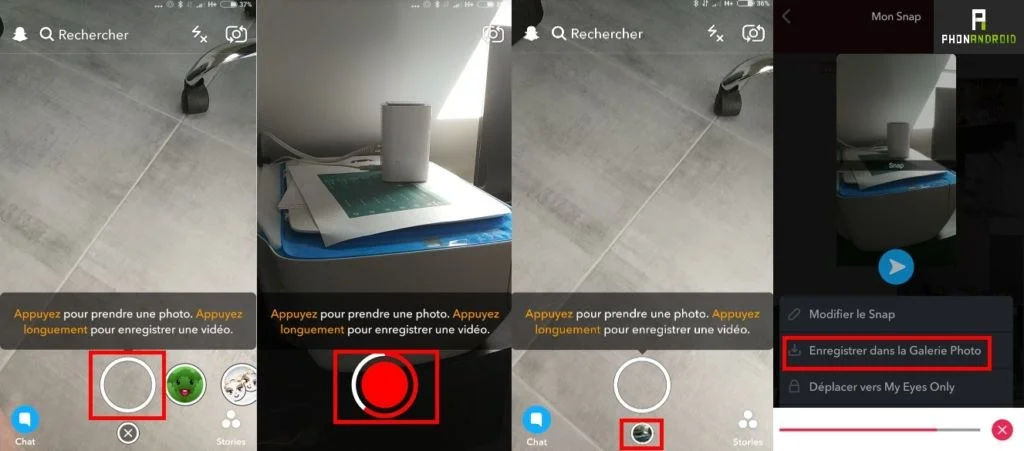 comment enregistrer les photos de snapchat dans la galerie